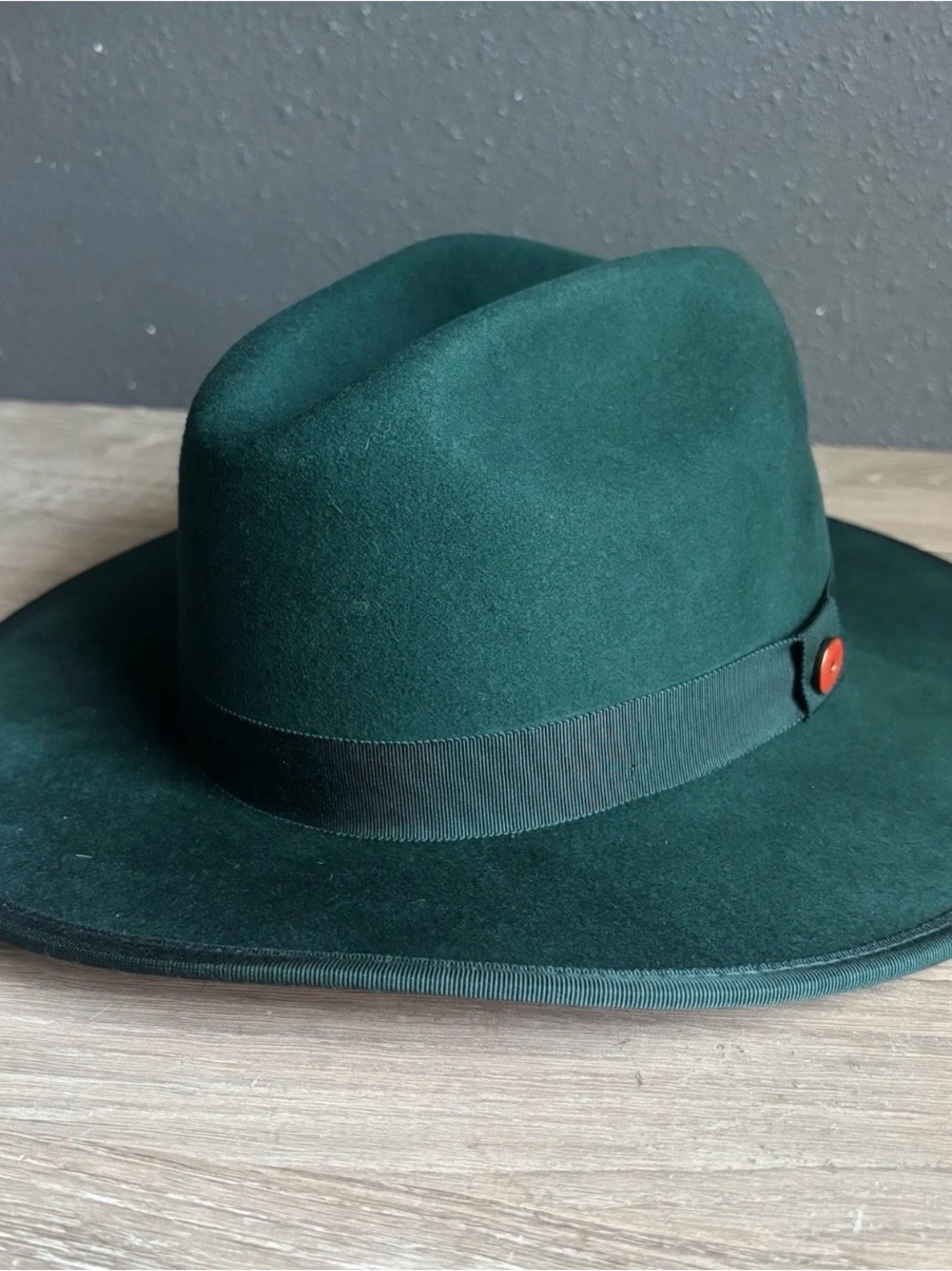 Keith James 100% Wool Green Fedora Hat Sz L
